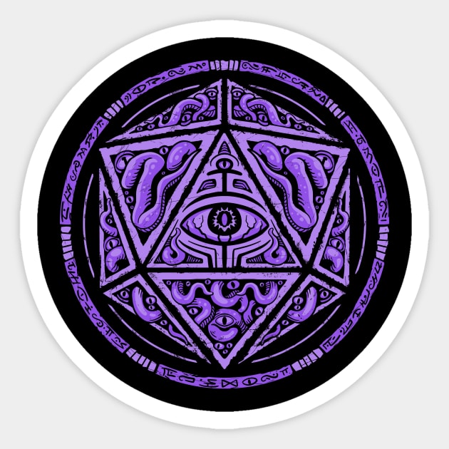 Purple Eldritch D20 Sticker Sticker by MaratusFunk